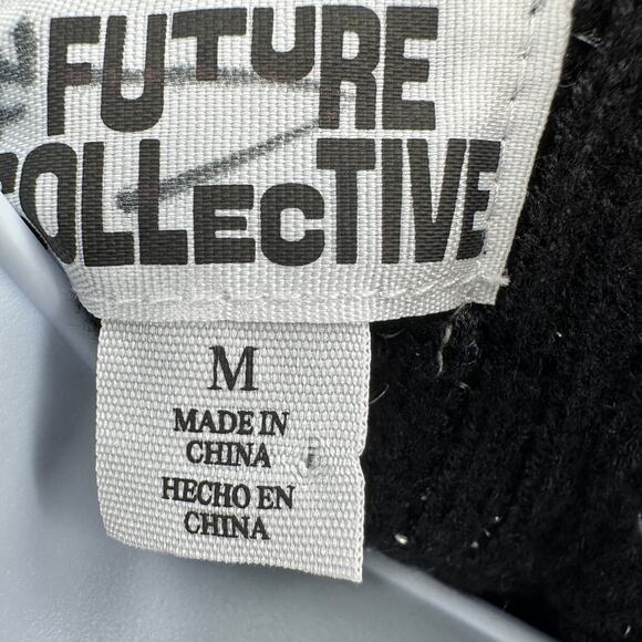 Future Collective Sweater WMNS M Black Knit Sequined Sparkle Button Up Stretchy - Picture 8 of 11